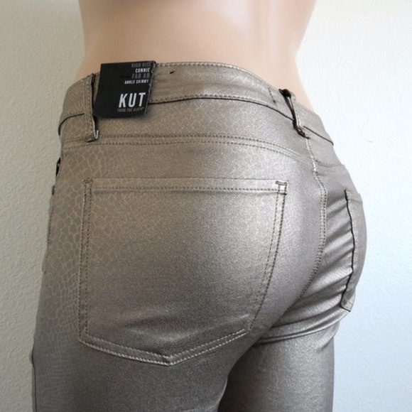 Kut from the Kloth Denim - KUT from the KLOTH Connie Coated Fab AB Ankle Skinny Raw Hem in Metallic Bronze